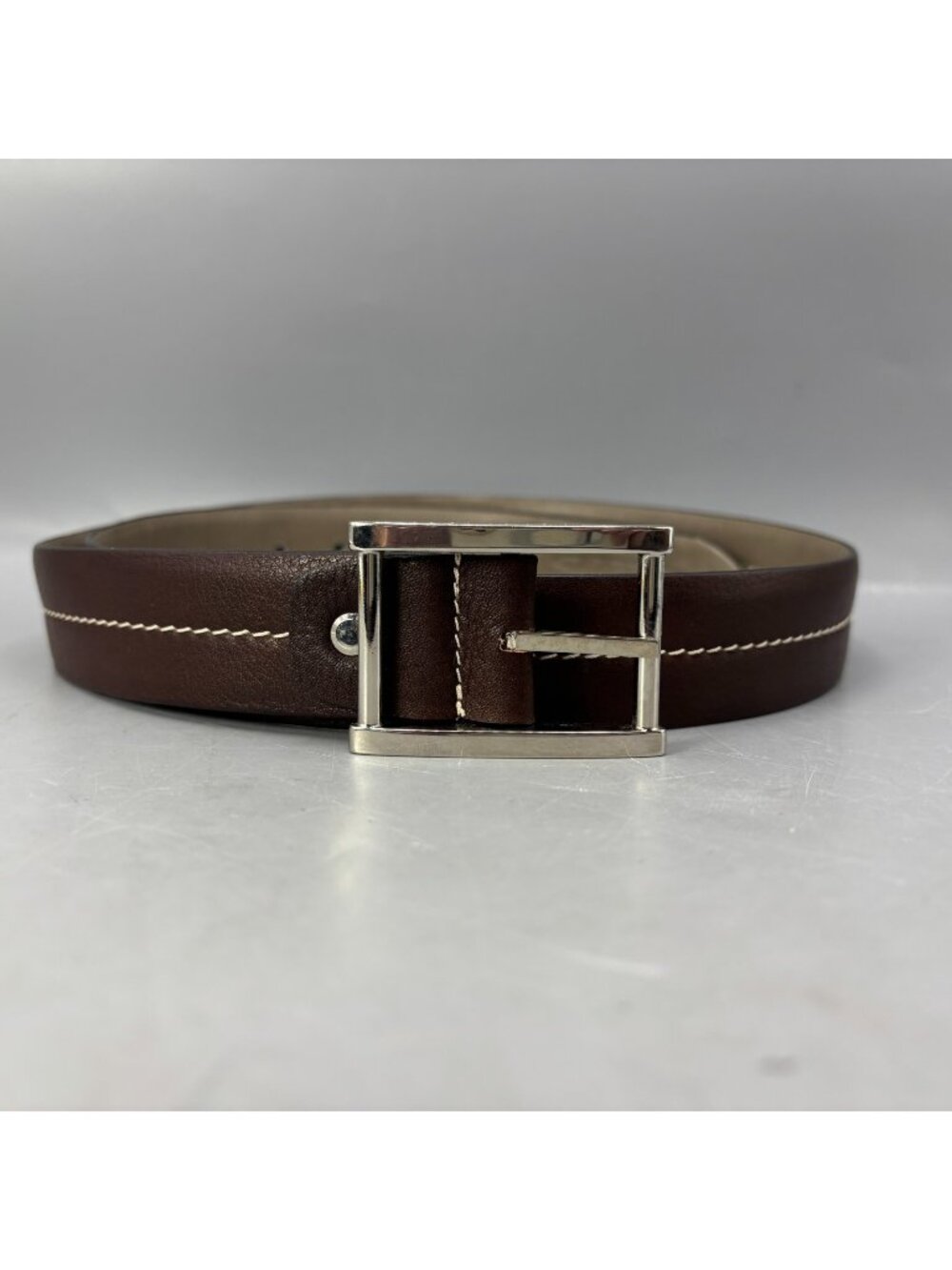 Pagani Dress Belt Mens 40 Brown Leather Silver Buckle Career Formal Business
